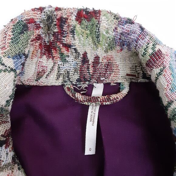 Free People Floral Tapestry Moto Jacket Zip Front Lined Cottage Grandma Bohemian - Picture 10 of 15